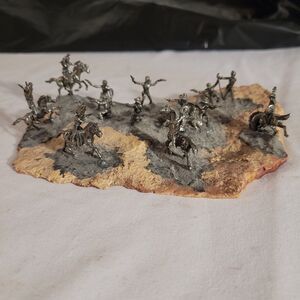 Ken Dettling Artist Sculpture 1983 Pewter Miniatures Old West Rare Indian Fight